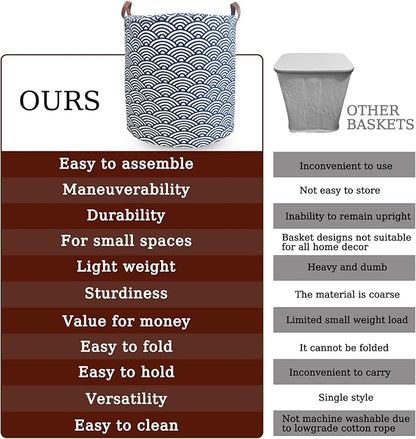 Waterproof Laundry Hamper Collapsible Laundry Basket Leather Handle Laundry Bag Large Clothes Storage Toy Organization for Bathroom Bedroom Laundryroom College Dorms (951-Satisfied laundry hampers)