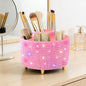 Diesisa Bling Makeup Organizer: 360°Rotating Bling Rhinestone Cosmetic Display Cases -Diamond Makeup Brush Holder - 5 Slot Cup for Cosmetics - Bling Lipstick Organizer - Gift for Women - Diamond Pink
