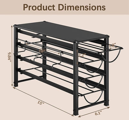 HFHOME Coffee Pod Organizer for Countertop, 4-Tier Metal Storage Drawer, Holds 56 Capsules, Coffee Station Holder for Kitchen, Office, or Home, 3 cup rack, Black