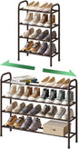 kiplant Metal Shoe Rack, Expandable Metal Shoe Rack for Closet, Entryway & Hallway (Brown, 4-Tier_Long)