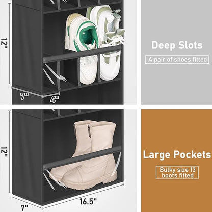 MISSLO 24 Large Pockets + 17 Deep Pockets Over the Door Shoe Organizer Hanging Rack for Door Closet Shoe Holder