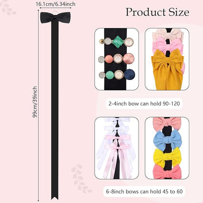 3 PCS Bow Holder for Girls Hair Bows, Ribbon Hair Clip Oraganizer Hair Barrettes Storage for Women,Wall Hanging Alligator Clip Hair Accessories Organizer Bedroom College Dorm Decor (Black-3pcs)