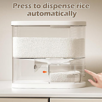 SYNCVIBE Rice Dispenser 22-25 Lbs Rice Storage Container with Measuring Cup Moisture Proof, Large Cereal Dry Food Storage, Household Airtight Food Dispenser Bucket for Kitchen Pantry Organization