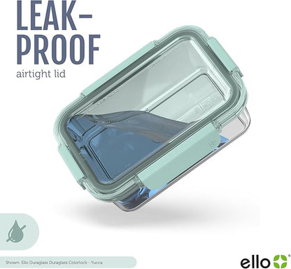 Ello Color Lock 20PC Mixed Glass Food Storage Sets, Leak-Proof Glass Food Storage Containers with Airtight BPA-Free Plastic Lids, Dishwasher, Microwave, and Freezer Safe, Purple Rain