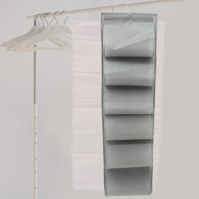 OSALADI Compartment Over The Door Hanging Shoe Storage Bag with Wardrobe Organizer for Socks Underwear Clothes Non-woven Hanging Storage for Bedroom Dormitory Wall Gray