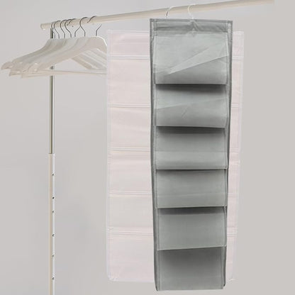 Compartment Hanging Shoe Storage Bag Gray Non-woven Over Door Organizer with Pockets for Socks Underwear Bras Space-saving Closet Wall Hanging Organizer