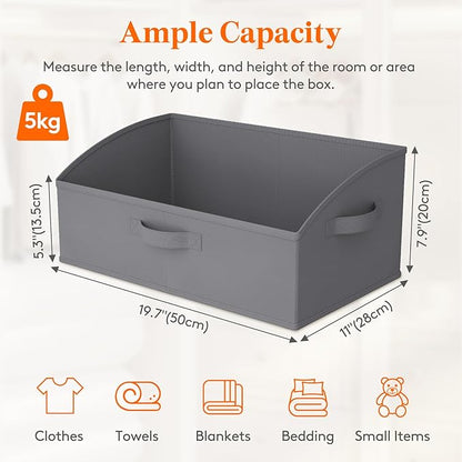 Lifewit Trapezoid Closet Storage Bins for Shelf, 6 Packs Non-woven Closet Organizer Baskets with Handles, Foldable Clothes Containers Boxes for Clothing, Book, Purse, 23L, Extra Large, Gray