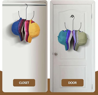 ZEDODIER Hat Hangers for Closet, Metal Hat Organizer Hat Racks for 10 Baseball Caps, Hat Holder Cap Storage, Black