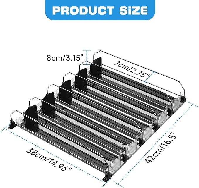 Soda Can Organizer for Fridge, Self-Pushing Drink Holder for Refrigerator, Adjustable Width Beverage Water Beer Storage for Kitchen Pantry, Holds up to 30 Cans