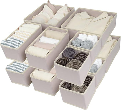 Fordonral 12 Pack Drawer Organizer Clothes, Foldable Fabric Dresser Organizer Closet Organizers and Storage Box for Underwear,Folded Clothes,Baby Clothing,Socks,Bra,Towels,Ties(12 Pack,Pink)