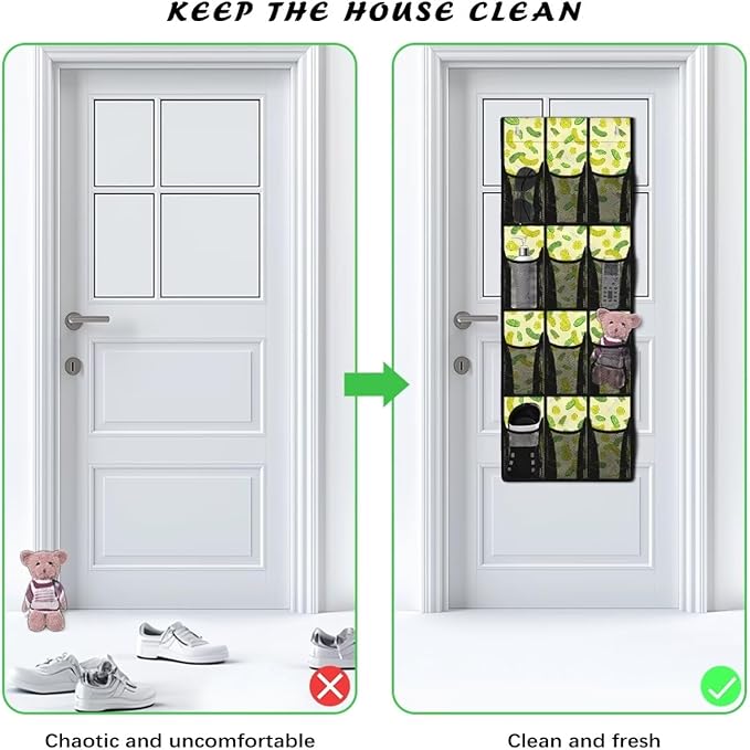 Cucumber Over the Door Shoe Organizer,Behind Door Shoes Hang Holder Rack,Hanging Shoe Storage Hanging Bag Unique Print