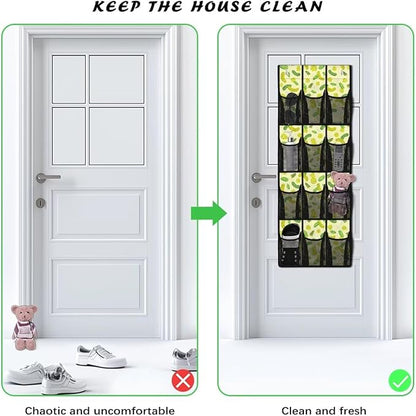 Cucumber Over the Door Shoe Organizer,Behind Door Shoes Hang Holder Rack,Hanging Shoe Storage Hanging Bag Unique Print