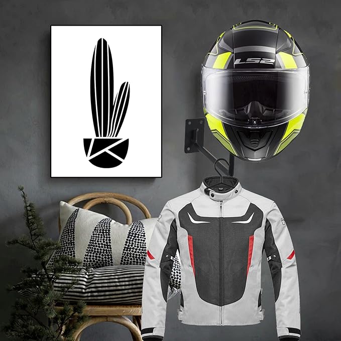 6 Packs Helmet and Hat Wall Mount Holder - Motorcycle Helmet Stand, Black Hangers for Caps, Ball Holder, Wig Display