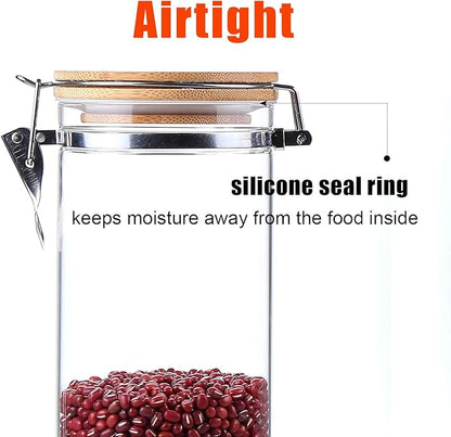 KKC HOME ACCENTS Sealed Glass Spaghetti Storage Containers,Pasta Jars with Airtight Lids,Tall Spaghetti Noodle Holder Containers, Pasta Canisters,Glass Storage Jars with Hinged Lids,68 Floz
