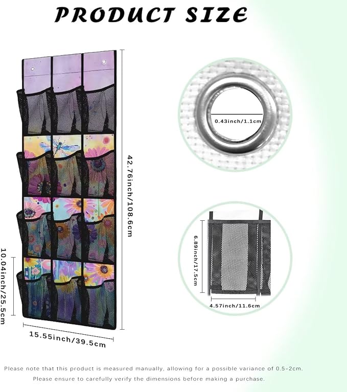 Dragonfly Floral Back of Door Shoe Organizer Collapsible Hanging Shoe Rack for Closet Portable Over Door Storage for Apartment Bathrooms No Dril Hanging Storage Organizer