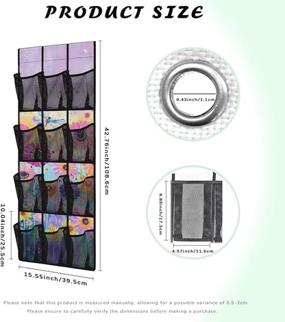 Dragonfly Floral Back of Door Shoe Organizer Collapsible Hanging Shoe Rack for Closet Portable Over Door Storage for Apartment Bathrooms No Dril Hanging Storage Organizer