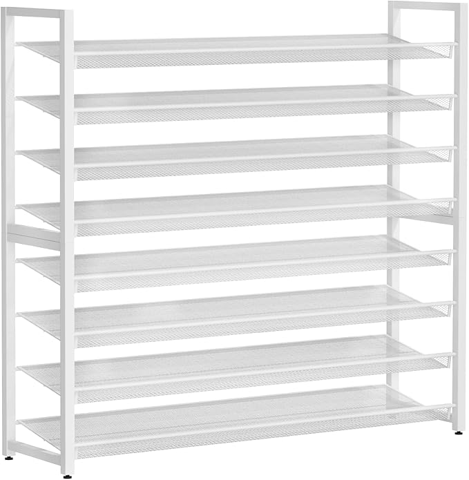 Metal Shoe Rack,Large 8 Tier Shoe Organizer, Heavy Duty Metal 8-Tier Stackable Shoe Storage Vertical Shoe Rack for Closet Front Door,Entrance,Entryway,Garage,Up to 50 Pairs