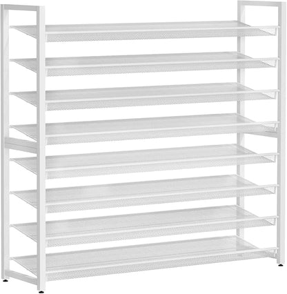 Metal Shoe Rack,Large 8 Tier Shoe Organizer, Heavy Duty Metal 8-Tier Stackable Shoe Storage Vertical Shoe Rack for Closet Front Door,Entrance,Entryway,Garage,Up to 50 Pairs