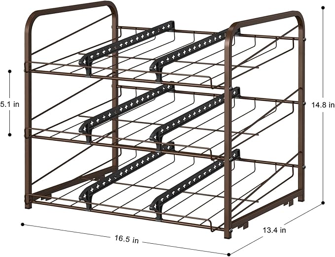 Shinoske Can Organizer for Pantry 2 Pack,3-Tier Stackable Can Organizer 2 in 1 Can Rack,72 Dispenser Holder Canned Food Organizer for Pantry Kitchen Countertop Storage,Brown