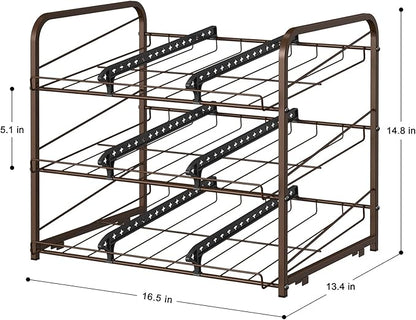 Shinoske Can Organizer for Pantry 2 Pack,3-Tier Stackable Can Organizer 2 in 1 Can Rack,72 Dispenser Holder Canned Food Organizer for Pantry Kitchen Countertop Storage,Brown