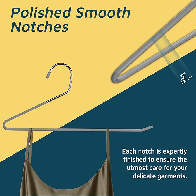 Lifemaster Metal Pants Hanger Set - 20 Pieces Elegant Non-Slip Closet Space Saving Hanger Set for Pants, Trouser, Blankets, and Jeans with Open Ended Sleek Design - Gray