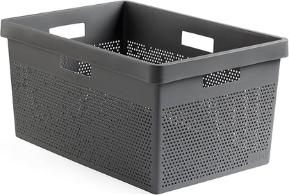 TATAY Bohol Laundry Basket, 40L Capacity, Polypropylene, BPA Free, 100% Recycled Plastic, Anthracite Grey, Dimensions: 41 x 33 x 50 cm
