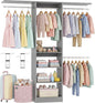 iSunirm 48" Small Closet System, Space-Saving Wall-Mounted Wardrobe Organizer, Mini Garment Rack for Narrow Spaces, Morning Outfit Prep Station & Nursery Dress-up Storage,Grey