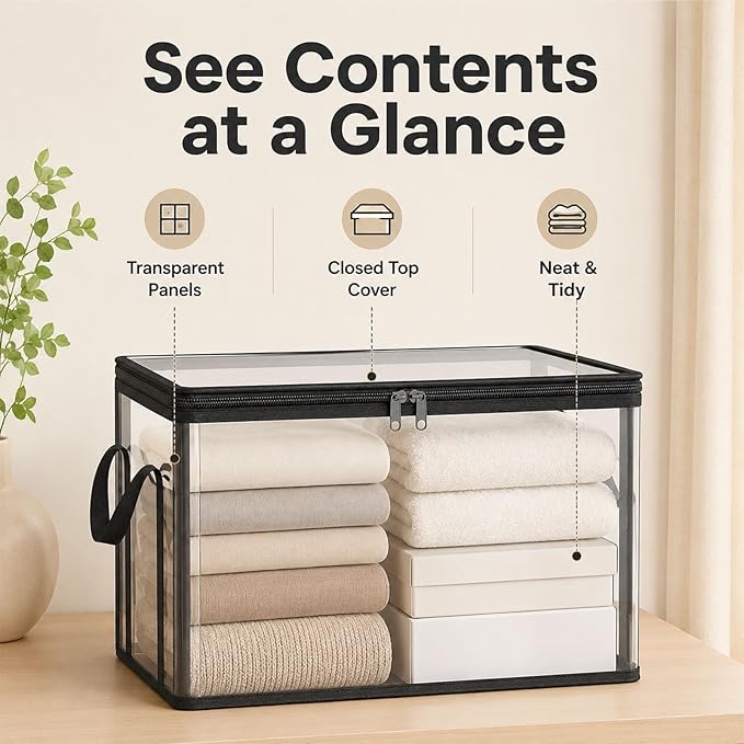 Large Clear Thick Plastic Storage Box with Hinged Lid, Moving & Storage, Large Clear Thick Plastic Storage Box with Hinged Lid, Perfect for Home, Camping, Travel (4, Small, Gray)