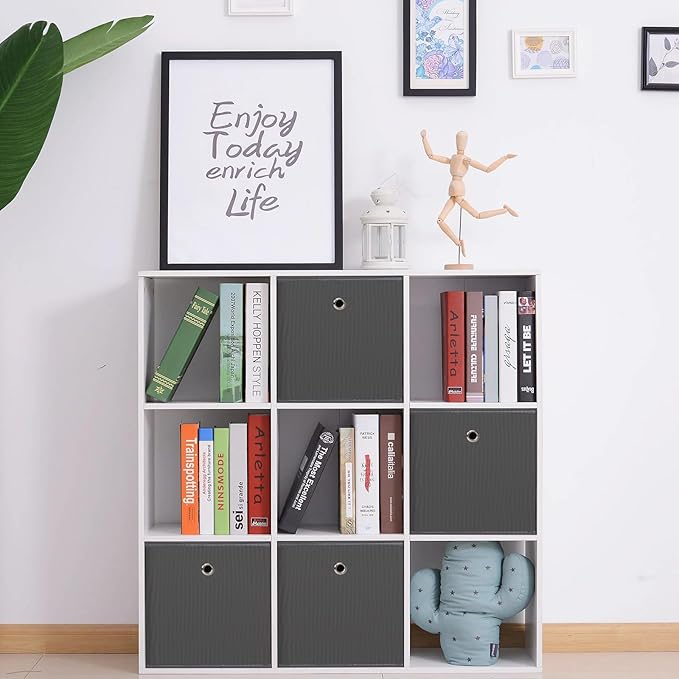 Foldable Storage Cubes Bins ,11 Inch Cloth Storage Cube Fabric Storage Box Cubes Organizer Baskets with Dual Handles for Home Organizer Set of 12 (Grey)