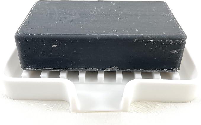 Silicone Soap Dish Tray and Sponge Holder with Drain Chute, Rectangular, Kitchen and Bathroom Sink Organizer (White, 5.2"x4" (Set of 2), 7.2 Ounces)