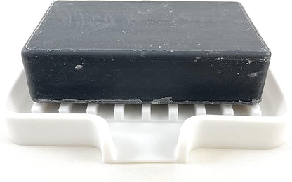 Silicone Soap Dish Tray and Sponge Holder with Drain Chute, Rectangular, Kitchen and Bathroom Sink Organizer (White, 5.2"x4" (Set of 2), 7.2 Ounces)