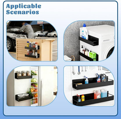 2 Pcs Magnetic Can Holder, Wall Spray Paint Can Holder, Magnetic Pry Bar Tool Box Accessories with Two Additional Hooks, for Garages, Auto Care Shops Home Workshops And Storage Racks (Black)