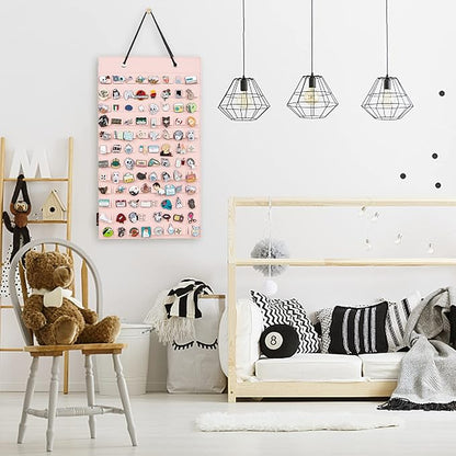 PACMAXI Hanging Brooch Pin Organizer, Display Pins Storage Case, Brooch Collection Storage Holder, Holds Up to 96 Pins.(Not Include Any Accessories) (S-96 Slots, Pink, Small)