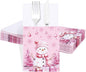 50pcs Winter Christmas Utensil Holder Pockets Pink Flatware Tableware Holder Bags Disposable Knifes Forks Silverware Bags for Christmas Party Table Decor Supplies