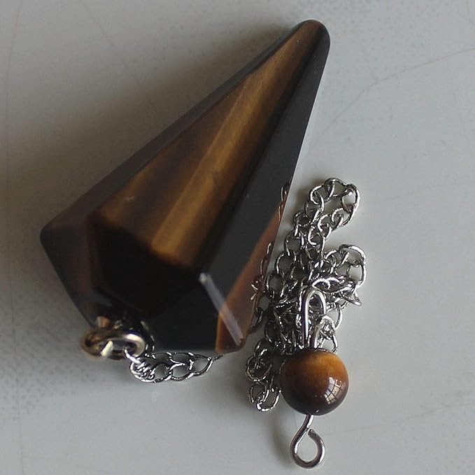 Faceted Mixed gemstone crystal pendulum point reiki chakra pendant bead Chain 6''