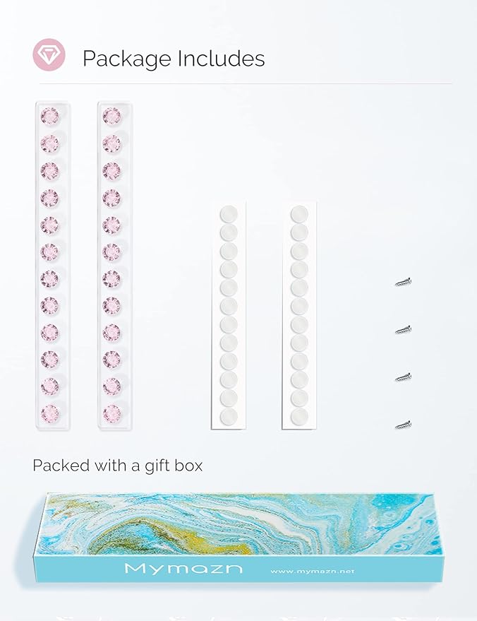 Acrylic Necklaces Holder Wall Mounted Necklace Hangers Hanging Jewelry Organizer with 12 Hooks, Clear Jewelry Hangers for Necklace Organizer for Girls Women, Necklace Hooks for Wall (Pink, 2 Pack)