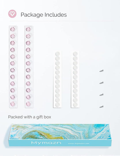 Acrylic Necklaces Holder Wall Mounted Necklace Hangers Hanging Jewelry Organizer with 12 Hooks, Clear Jewelry Hangers for Necklace Organizer for Girls Women, Necklace Hooks for Wall (Pink, 2 Pack)