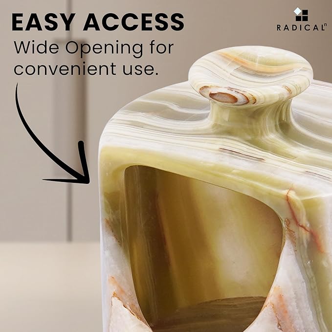 Radicaln Marble Salt Cellar 4.5" Inch Green Handmade Salt Jar & Table Pig Salt Cellar Storage For Kitchen Countertop, Ideal Salt Container, Salt Dish & Sugar Bowl For Table