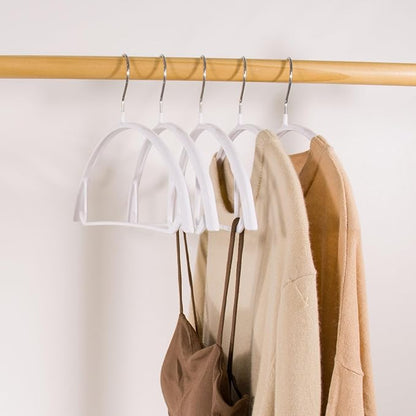 20 Pack Non Slip PVC Coating Metal Clothes Hangers No Shoulder Bump,Built-in Shoulder Hook and Bottom Rod,Suitable for Sweaters,Suits,Shirts,Skirt,Jackets (White, 20 Pack)