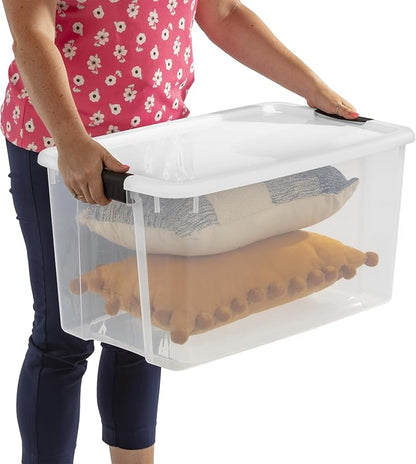 Sterilite 24-Pack Ultra Latching Box, Storage Bins with Lids, Clear Plastic, 70 Quart - Heavy-Duty Organizing Containers for Closet, Bathroom, and Office