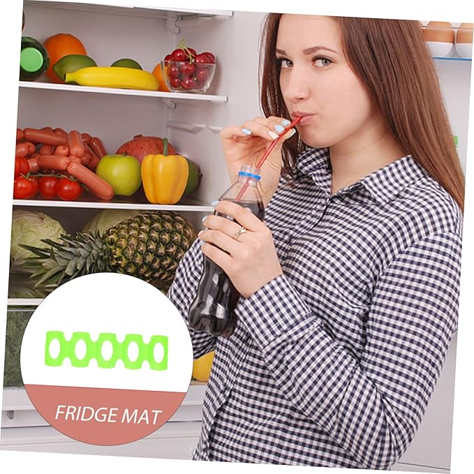 Amosfun 2pcs Refrigerator Beer Holder Mat Silicone Beverage Organizer for Fridge - Can Dispenser for Cans and Bottles Temperature Resistance Fits Soda Beer and More