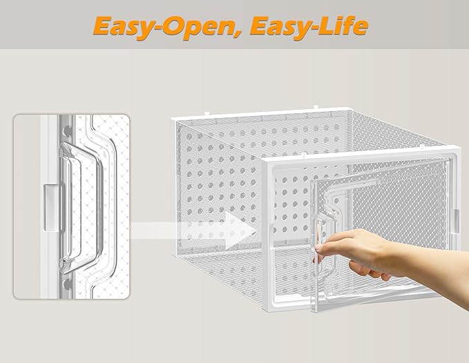 HOMIDEC Shoe Storage, 12 Pack Shoe Organizer for Closet, Shoe Boxes Clear Plastic Stackable Shoe Containers with Lids for Size 10