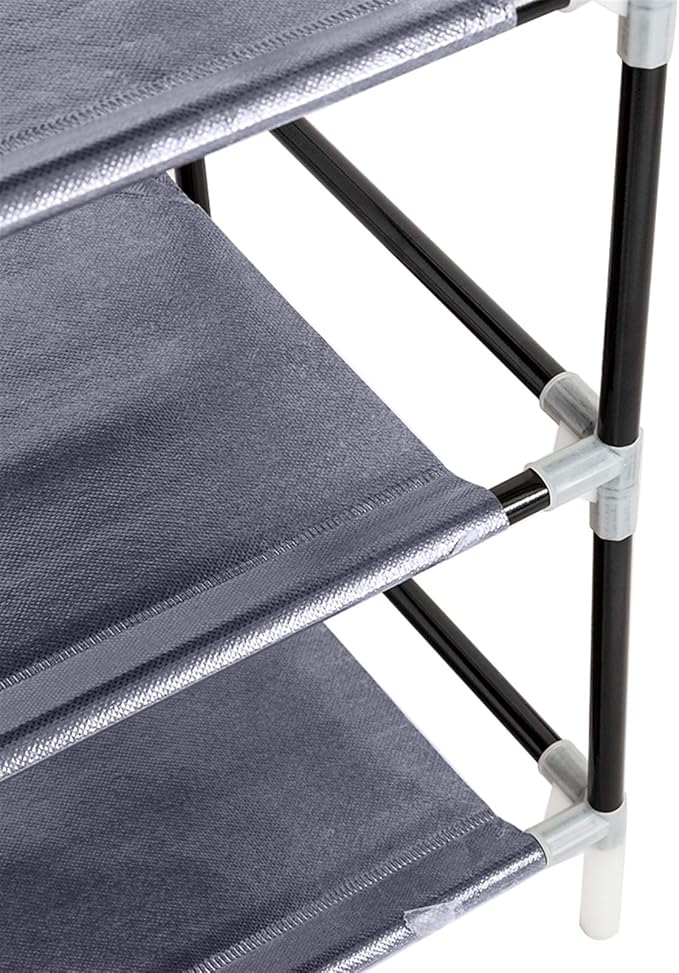Shoe Rack, 10 Tier Shoe Organizer with Dust Cover, Closet Shelf for up to 45 Pairs of Shoes, Suitable for Sneakers, High Heels, Flats, and Boots (Grey)
