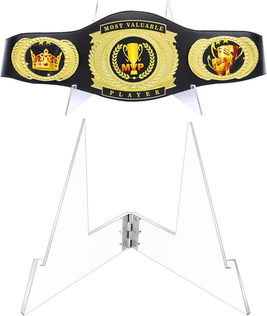 Championship Belt Display Stand, Clear Fashion Triangle Boxing Wrestling Belt Buckles Holder for Football Baketball Hockey Golf Basketball (1)