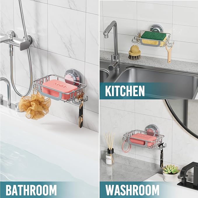 TAILI Soap Holder Soap Dish for Shower, Suction Cup Soap Holder for Shower Wall, Bathroom Accessories, Removable Strong Hold Soap Saver, Drill Free