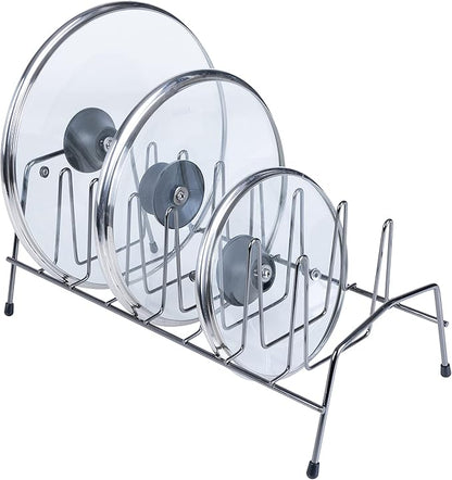 Kitchen Details 8 Section Lid and Plate Organizer | Free Standing | Pot, Pan & Cutting Board Holder | Cabinet Pantry and Countertop Organization | Onyx