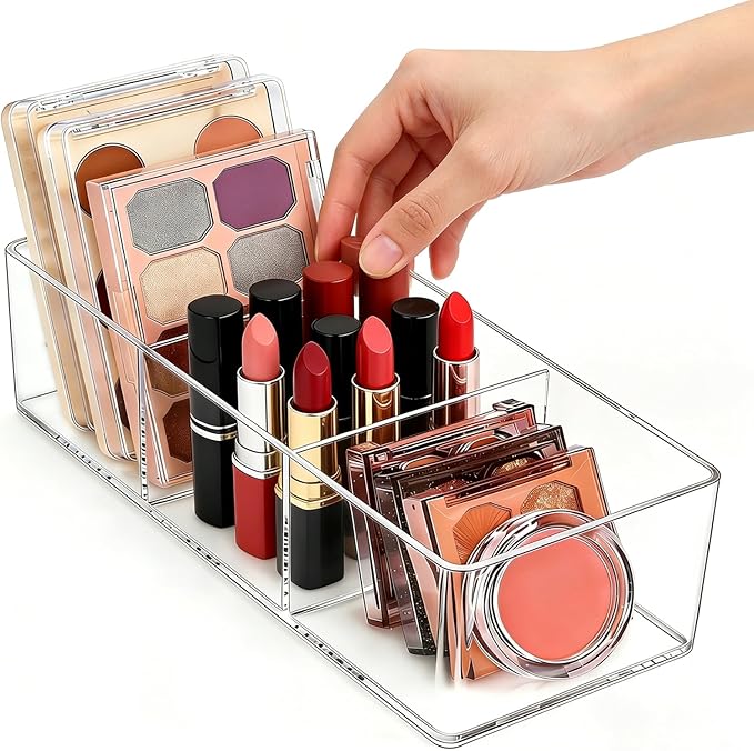 Acrylic Organizers: Makeup Organizer for Drawer for Bathroom Countertop - Cosmetic Organizer for Vanity, Kitchen, Office, Makeup Storage (3-Compartment)