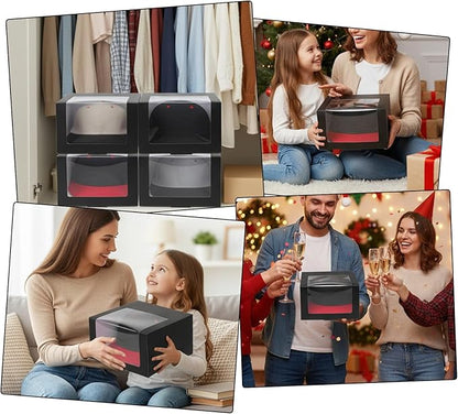 20 Pcs Black Hat Boxes with Window Hat Display Storage Organizer for Baseball Caps, Dad Hat, Billed Cap, Snapbacks, Foldable Gift Packaging Box 7.8 x 7.8 x 4.8 Inch