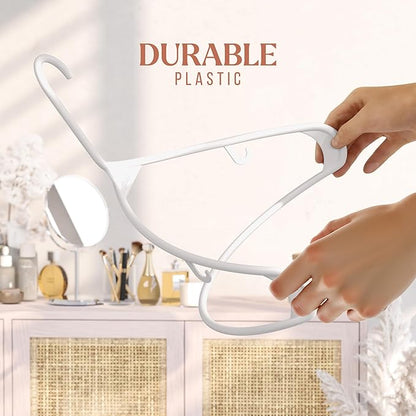 Plastic Hangers 50 Pack White - Clothes Hangers - Makes The Perfect Coat Hanger and General Space Saving Hangers for Closet and New Apartment Essentials - Percheros Ganchos para Colgar Ropa Hangars