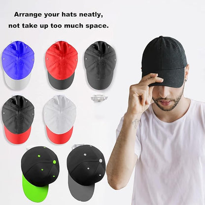 24 Pack Baseball Hat Holder for Wall，Adhesive Hat Rack for Baseball Caps, Hat Hangers for Wall，Upgraded Adhesive Hat Display Hooks,Hat Organizer Men Boys Bedroom Accessories（White）